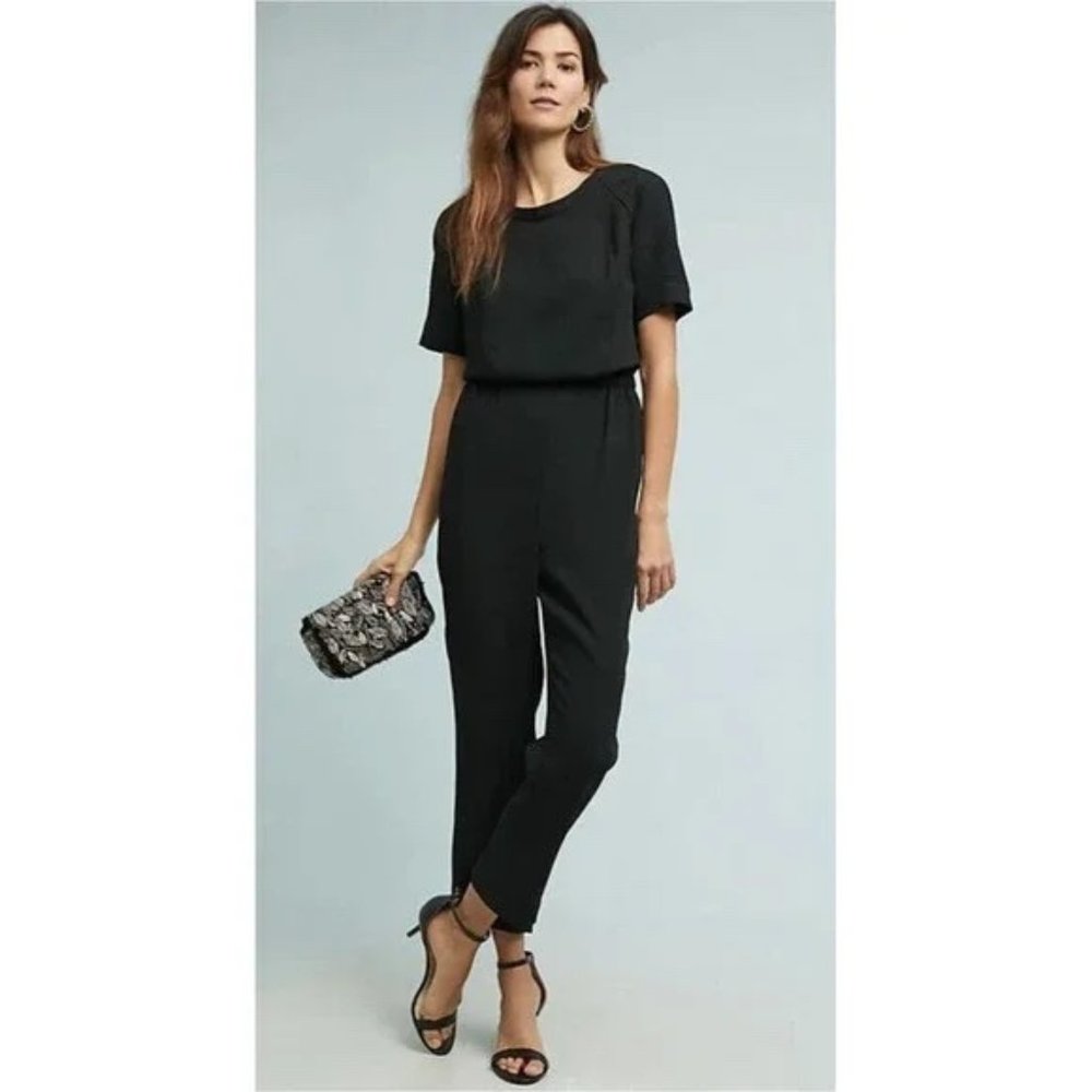 Anthropologie Black Allegory Textured Jumpsuit by Cartonnier - Size XS